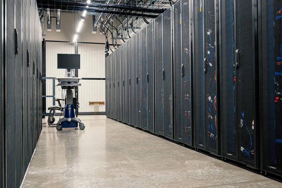 Stock reference photograph of a data center, not our facility